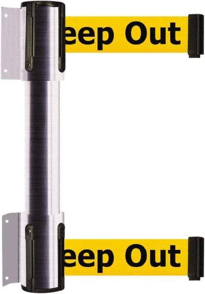 Tensator - 16.64" High x 89" Long x 3" Wide Barrier Dual Line Wall Mount - Steel, Satin Chrome Finish, Satin Chrome, Use with 898 Wall Receiver - USA Tool & Supply