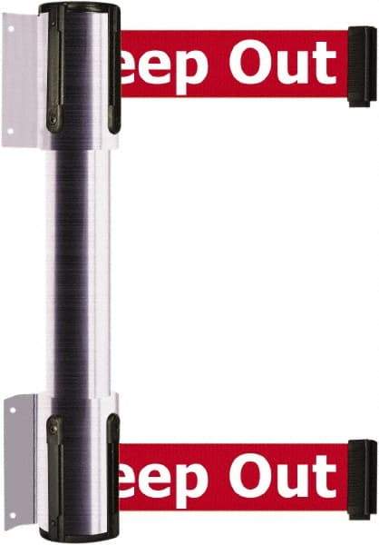 Tensator - 16.64" High x 89" Long x 3" Wide Barrier Dual Line Wall Mount - Steel, Satin Chrome Finish, Satin Chrome, Use with 898 Wall Receiver - USA Tool & Supply