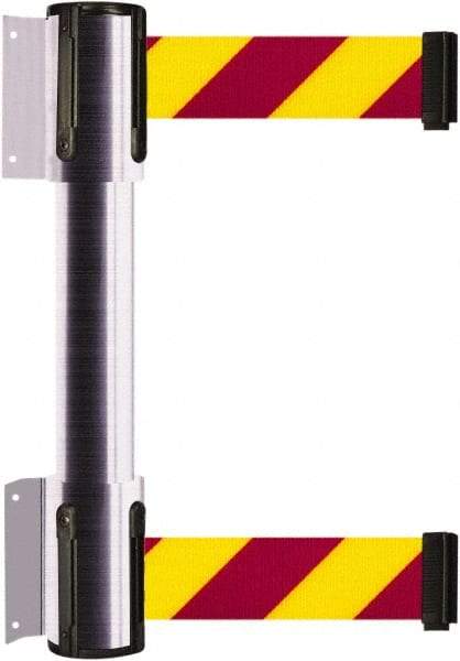 Tensator - 16.64" High x 156" Long x 3" Wide Barrier Dual Line Wall Mount - Steel, Satin Chrome Finish, Satin Chrome, Use with 898 Wall Receiver - USA Tool & Supply