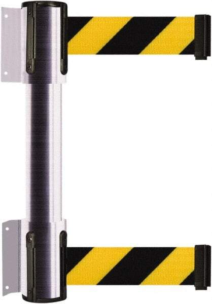 Tensator - 16.64" High x 89" Long x 3" Wide Barrier Dual Line Wall Mount - Steel, Satin Chrome Finish, Satin Chrome, Use with 898 Wall Receiver - USA Tool & Supply