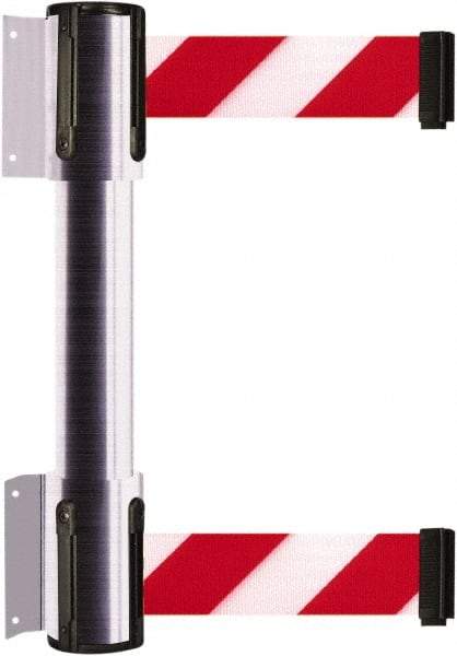 Tensator - 16.64" High x 89" Long x 3" Wide Barrier Dual Line Wall Mount - Steel, Satin Chrome Finish, Satin Chrome, Use with 898 Wall Receiver - USA Tool & Supply