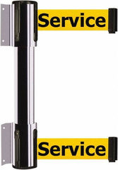 Tensator - 16.64" High x 89" Long x 3" Wide Barrier Dual Line Wall Mount - Steel, Polished Chrome Finish, Polished Chrome, Use with 898 Wall Receiver - USA Tool & Supply