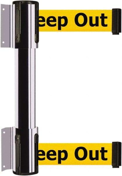 Tensator - 16.64" High x 156" Long x 3" Wide Barrier Dual Line Wall Mount - Steel, Polished Chrome Finish, Polished Chrome, Use with 898 Wall Receiver - USA Tool & Supply