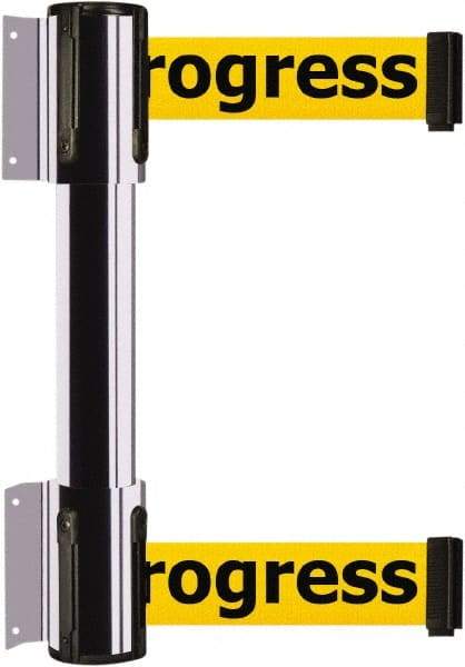 Tensator - 16.64" High x 156" Long x 3" Wide Barrier Dual Line Wall Mount - Steel, Polished Chrome Finish, Polished Chrome, Use with 898 Wall Receiver - USA Tool & Supply