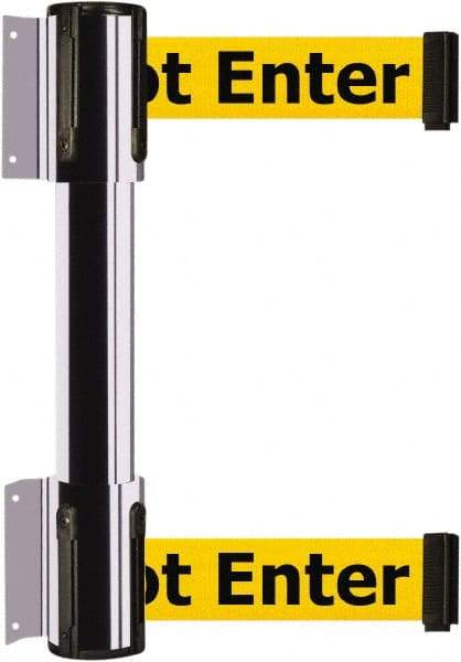 Tensator - 16.64" High x 156" Long x 3" Wide Barrier Dual Line Wall Mount - Steel, Polished Chrome Finish, Polished Chrome, Use with 898 Wall Receiver - USA Tool & Supply