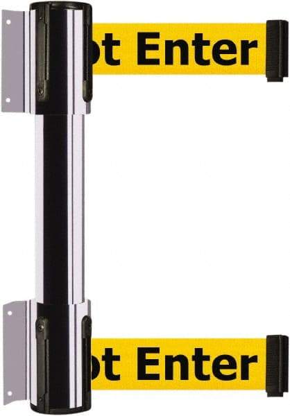 Tensator - 16.64" High x 89" Long x 3" Wide Barrier Dual Line Wall Mount - Steel, Polished Chrome Finish, Polished Chrome, Use with 898 Wall Receiver - USA Tool & Supply