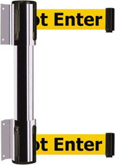 Tensator - 16.64" High x 89" Long x 3" Wide Barrier Dual Line Wall Mount - Steel, Polished Chrome Finish, Polished Chrome, Use with 898 Wall Receiver - USA Tool & Supply
