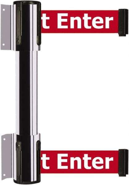Tensator - 16.64" High x 89" Long x 3" Wide Barrier Dual Line Wall Mount - Steel, Polished Chrome Finish, Polished Chrome, Use with 898 Wall Receiver - USA Tool & Supply