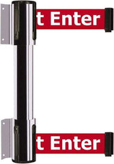Tensator - 16.64" High x 89" Long x 3" Wide Barrier Dual Line Wall Mount - Steel, Polished Chrome Finish, Polished Chrome, Use with 898 Wall Receiver - USA Tool & Supply