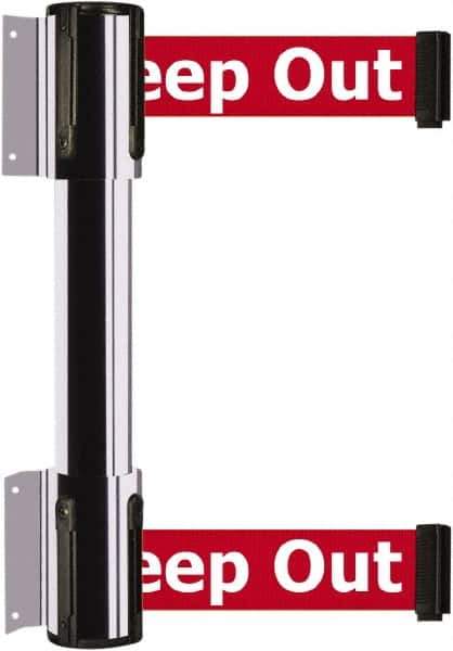 Tensator - 16.64" High x 89" Long x 3" Wide Barrier Dual Line Wall Mount - Steel, Polished Chrome Finish, Polished Chrome, Use with 898 Wall Receiver - USA Tool & Supply