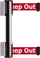 Tensator - 16.64" High x 156" Long x 3" Wide Barrier Dual Line Wall Mount - Steel, Polished Chrome Finish, Polished Chrome, Use with 898 Wall Receiver - USA Tool & Supply