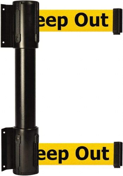 Tensator - 16.64" High x 156" Long x 3" Wide Barrier Dual Line Wall Mount - Steel, Black Powdercoat Finish, Black, Use with 898 Wall Receiver - USA Tool & Supply