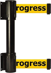 Tensator - 16.64" High x 89" Long x 3" Wide Barrier Dual Line Wall Mount - Steel, Black Powdercoat Finish, Black, Use with 898 Wall Receiver - USA Tool & Supply