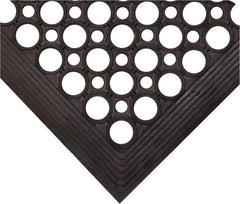Wearwell - 10' Long x 3' Wide, Dry/Wet Environment, Anti-Fatigue Matting - Black, Natural Rubber with Rubber Base, Beveled on 4 Sides - USA Tool & Supply