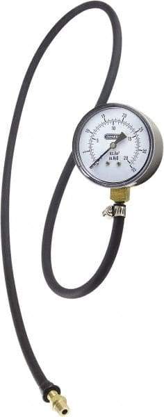 General - 2-1/2" Dial, 3/8 Thread, 0-35 Scale Range, Pressure Gauge - Thread Connection Mount, Accurate to ±1.5% of Full-Scale Range of Scale - USA Tool & Supply
