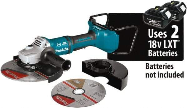 Makita - 9" Wheel Diam, 6,000 RPM, Cordless Angle & Disc Grinder - 5/8-11 Spindle, 18 Volts - USA Tool & Supply