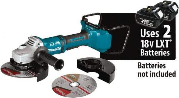 Makita - 7" Wheel Diam, 7,700 RPM, Cordless Angle & Disc Grinder - 5/8-11 Spindle, 18 Volts - USA Tool & Supply