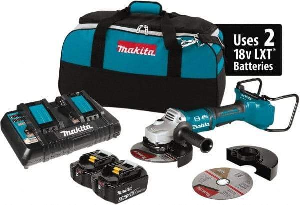 Makita - 7" Wheel Diam, 7,700 RPM, Cordless Angle & Disc Grinder - 5/8-11 Spindle, 18 Volts - USA Tool & Supply