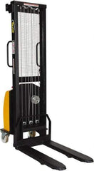 Vestil - 770 Lb Capacity, 59" Lift Height, Battery Powered Stacker - 3-3/8" Lowered Height, 30" Fork Length, 26-3/4" Overall Width - USA Tool & Supply