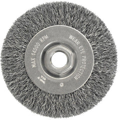 Vortec Pro 4″ Crimped Wire Wheel, .014″ Steel Fill, Narrow Face, 5/8″-11 UNC Nut - USA Tool & Supply