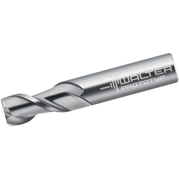 Walter-Prototyp - 5mm, 10mm LOC, 6mm Shank Diam, 57mm OAL, 2 Flute, Solid Carbide Square End Mill - Single End, Uncoated, Spiral Flute, 45° Helix, Centercutting, Right Hand Cut, Right Hand Flute - USA Tool & Supply