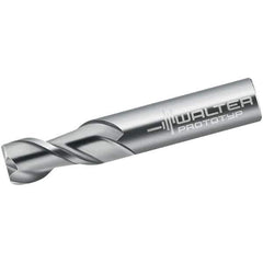 Walter-Prototyp - 5mm, 10mm LOC, 6mm Shank Diam, 57mm OAL, 2 Flute, Solid Carbide Square End Mill - Single End, Uncoated, Spiral Flute, 45° Helix, Centercutting, Right Hand Cut, Right Hand Flute - USA Tool & Supply