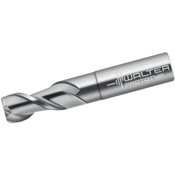 Walter-Prototyp - 2mm, 6mm LOC, 6mm Shank Diam, 57mm OAL, 2 Flute, Solid Carbide Square End Mill - Single End, Uncoated, Spiral Flute, 45° Helix, Centercutting, Right Hand Cut, Right Hand Flute - USA Tool & Supply