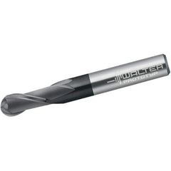 Walter-Prototyp - 1/4" Diam, 6.35mm LOC, 2 Flute Solid Carbide Ball End Mill - TiAlN Finish, Single End, 63.5mm OAL, 1/4" Shank Diam, Spiral Flute - USA Tool & Supply