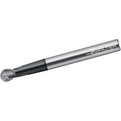 Walter-Prototyp - 3mm Diam, 4mm LOC, 2 Flute Solid Carbide Ball End Mill - TiAlN Finish, Single End, 80mm OAL, 6mm Shank Diam, Spiral Flute - USA Tool & Supply