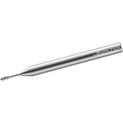 Walter-Prototyp - 1mm Diam, 1mm LOC, 2 Flute Solid Carbide Ball End Mill - TiAlN Finish, Single End, 38mm OAL, 3mm Shank Diam, Spiral Flute - USA Tool & Supply