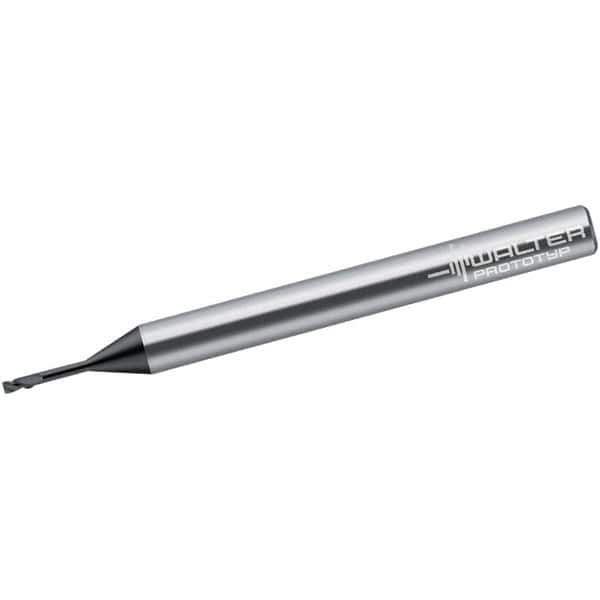 Walter-Prototyp - 2mm, 2 Flute, Single End, Solid Carbide, 0.2mm Corner Radius End Mill - 60mm OAL, 30° Helix, Right Hand Flute, 2mm LOC, Right Hand Cut, 10mm Extended Reach - USA Tool & Supply