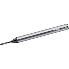 Walter-Prototyp - 0.8mm Diam, 0.8mm LOC, 2 Flute Solid Carbide Ball End Mill - Diamond Finish, Single End, 38mm OAL, 3mm Shank Diam, Spiral Flute - USA Tool & Supply