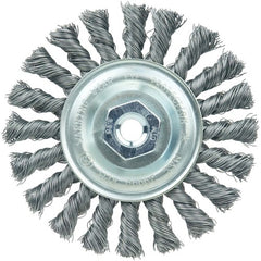 Vortec Pro 4″ Knot Wire Wheel, Standard Twist, .014″ Steel Fill, M10x1.25 Nut - USA Tool & Supply
