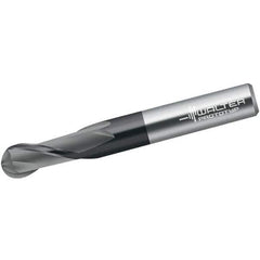 Walter-Prototyp - 2mm Diam, 6mm LOC, 2 Flute Solid Carbide Ball End Mill - Diamond Finish, Single End, 38mm OAL, 3mm Shank Diam, Spiral Flute - USA Tool & Supply