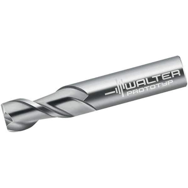 Walter-Prototyp - 1/16", 4.78mm LOC, 1/4" Shank Diam, 63.5mm OAL, 2 Flute, Solid Carbide Square End Mill - Single End, Uncoated, Spiral Flute, 45° Helix, Centercutting, Right Hand Cut, Right Hand Flute - USA Tool & Supply