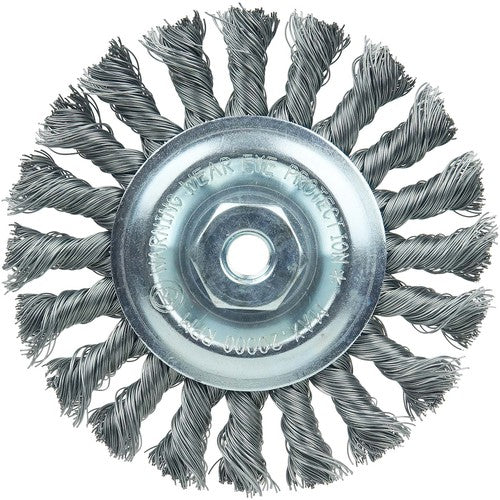 Vortec Pro 4″ Knot Wire Wheel, Standard Twist, .014″ Steel Fill, M10x1.50 Nut - USA Tool & Supply