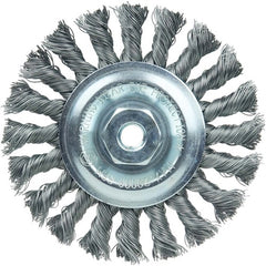 Vortec Pro 4″ Knot Wire Wheel, Standard Twist, .014″ Steel Fill, M14 × 2.0 Nut - USA Tool & Supply