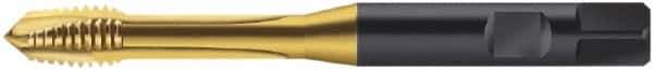 Walter-Prototyp - M8x1.00 Metric Fine, 3 Flute, TiN Finish, Cobalt Spiral Point Tap - Plug Chamfer, Right Hand Thread, 90mm OAL, 10mm Thread Length, 8mm Shank Diam, 6HX Class of Fit, Series S2126305 - Exact Industrial Supply