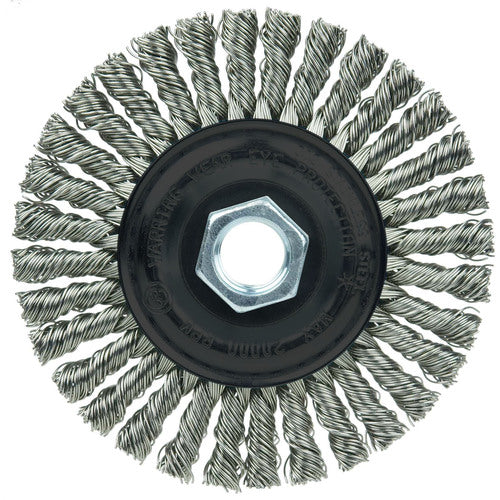 ‎Vortec Pro 4″ Knot Wire Wheel, Stringer Bead Twist, .020″ Stainless Steel Wire, 5/8″-11 UNC Nut - USA Tool & Supply