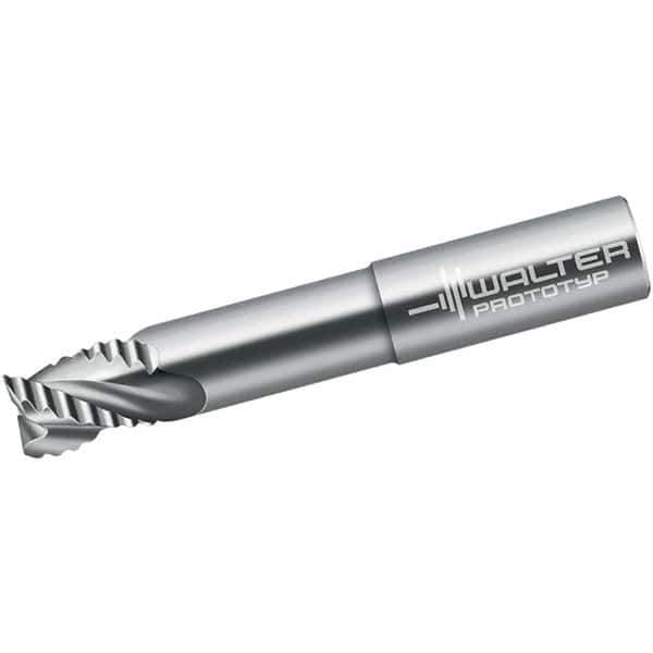 Walter-Prototyp - 12mm Diam, 16mm LOC, 3 Flute Solid Carbide Roughing Square End Mill - Uncoated, 100mm OAL, 12mm Shank Diam, Single End, Extended Reach, Centercutting, 40° Helix - USA Tool & Supply