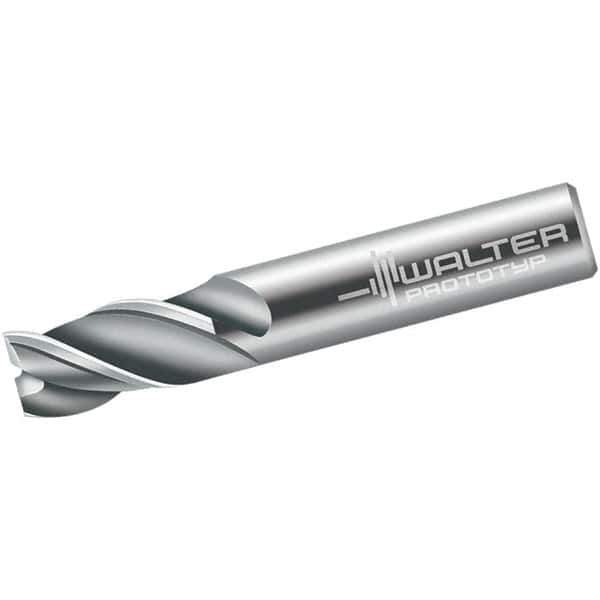 Walter-Prototyp - 20mm, 32mm LOC, 20mm Shank Diam, 104mm OAL, 3 Flute, Solid Carbide Square End Mill - Single End, Uncoated, Spiral Flute, 45° Helix, Centercutting, Right Hand Cut, Right Hand Flute - USA Tool & Supply