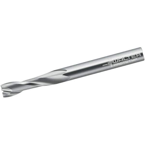 Walter-Prototyp - 12mm, 38mm LOC, 12mm Shank Diam, 100mm OAL, 2 Flute, Solid Carbide Square End Mill - Single End, Uncoated, Spiral Flute, 25° Helix, Centercutting, Right Hand Cut, Right Hand Flute - USA Tool & Supply