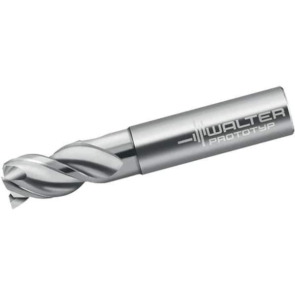 Walter-Prototyp - 4mm, 3 Flute, Single End, Solid Carbide, 0.5mm Corner Radius End Mill - 57mm OAL, 45° Helix, Right Hand Flute, 8mm LOC, Right Hand Cut, 15mm Extended Reach - USA Tool & Supply