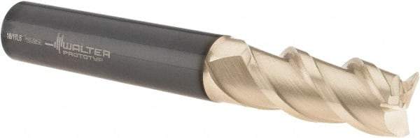 Walter-Prototyp - 1/2", 27.41mm LOC, 1/2" Shank Diam, 3-1/2" OAL, 3 Flute, Solid Carbide Square End Mill - Single End, TiAlN/ZrN Finish, Spiral Flute, 45° Helix, Centercutting, Right Hand Cut, Right Hand Flute - USA Tool & Supply