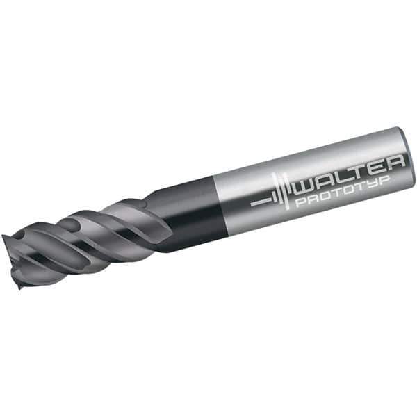 Walter-Titex - 1/2", 1" LOC, 1/2" Shank Diam, 3-1/2" OAL, 4 Flute, Solid Carbide Square End Mill - Single End, TiAlN Finish, Spiral Flute, 50° Helix, Centercutting, Right Hand Cut, Right Hand Flute - USA Tool & Supply