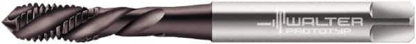 Walter-Prototyp - M6x1.00 Metric 3 Flute 6HX Modified Bottoming Spiral Flute Tap - Powdered Metal, Hardlube Finish, 80mm OAL, Left Hand Flute, Left Hand Thread, Series EP2051382 - USA Tool & Supply