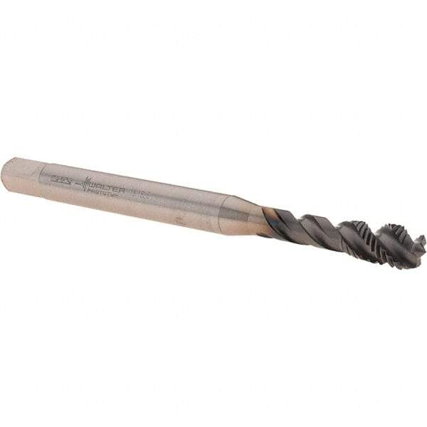 Walter-Prototyp - 1/4-28 UNF 3 Flute 2B Modified Bottoming Spiral Flute Tap - Powdered Metal, Hardlube Finish, 80.01mm OAL, Right Hand Flute, Right Hand Thread, Series AEP2351302 - USA Tool & Supply