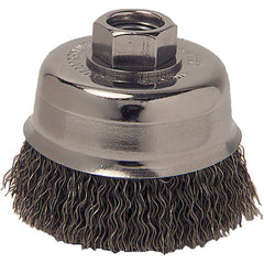 Vortec Pro 3″ Crimped Wire Cup Brush, .014″ Steel Fill, 5/8″-11 UNC Nut - USA Tool & Supply