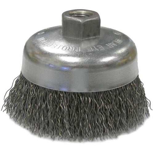Vortec Pro 4″ Crimped Wire Cup Brush, .020″ Steel Fill, 5/8″-11 UNC Nut - USA Tool & Supply