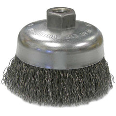 Vortec Pro 4″ Crimped Wire Cup Brush, .020″ Steel Fill, 5/8″-11 UNC Nut - USA Tool & Supply